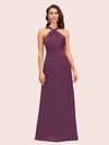 Simple Halter Long Soft Satin Formal Prom Dresses For Women