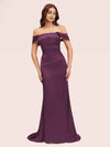 Sexy Mermaid Off Shoulder Long Silky Satin Evening Prom Dresses Online