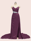 Elegant Mermaid Sweetheart Side Slit Long Soft Satin Formal Prom Dresses Online