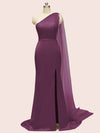 Unique One Shoulder Long Stretchy Satin Party Dresses For Women