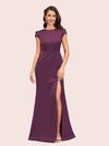 Sexy Open Back Mermaid Jewel Neck Long Soft Satin Bridesmaid Dresses Online