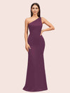 Sexy Mermaid One Shoulder Silky Satin Long Graduation Prom Dresses Online