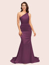 Sexy Backless One Shoulder Mermaid Soft Satin Party Prom Dresses Online