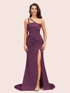 Sexy Mermaid One Shoulder Unique Side Slit Soft Satin Bridesmaid Dresses Online For Sale