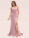 Sexy Off Shoulder Side Slit Stretchy Jersey Long Mermaid Evening Prom Dresses Online