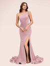 Sexy Side Slit One Shoulder Stretch Jersey Long Graduation Prom Dresses Online