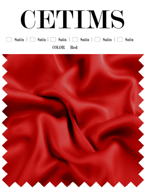 Soft Satin Fabric Swatch Red