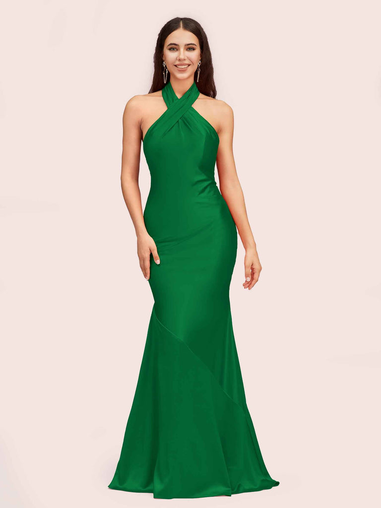 Sexy Backless Halter Long Mermaid Satin Graduation Prom Dresses Online Sexy Backless Halter Long Mermaid Satin Graduation Prom Dresses Online