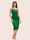 Sexy One Shoulder Silky Satin Short Midi Party Prom Dresses Online
