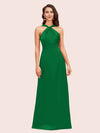Simple Halter Long Soft Satin Formal Prom Dresses For Women