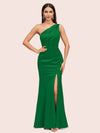 Sexy Mermaid One Shoulder Side Slit Soft Satin Bridesmaid Dresses Online