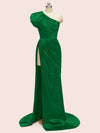 Elegant One Shoulder Side Slit Mermaid Soft Satin Bridesmaid Dresses Online
