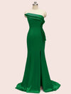 Elegant Strapless Side slit Mermaid One Shoulder Long Soft Satin Bridesmaid Dresses
