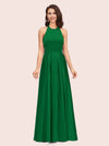 Elegant Halter A-line Long Satin Bridesmaid Dresses Online With Bow