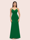 Sexy Mermaid Spaghetti Straps Long Soft Satin Bridesmaid Dresses Online