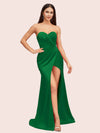 Simple Mermaid Sweetheart Side Slit Soft Satin Party Prom Dresses 2023