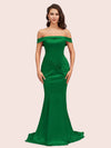 Sexy Off Shoulder Mermaid Long Soft Satin Bridesmaid Dresses 2023