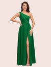 Elegant A-Line One Shoulder Long Soft Satin Bridesmaid Dresses Online