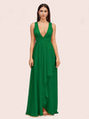 Elegant A-Line V-Neck Long Soft Satin Evening Prom Dresses Online