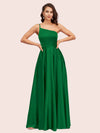 Sexy One Shoulder A-Line Long Soft Satin Bridesmaid Dresses With Pleats