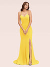Sexy Halter Criss Cross Back Stretchy Jersey Long Mermaid Evening Prom Dresses With Slit