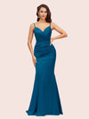 Sexy Backless Mermaid Spaghetti Straps Long Silky Satin Prom Dresses Online
