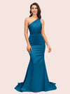 Sexy Backless One Shoulder Mermaid Soft Satin Party Prom Dresses Online