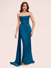 Sexy Sweetheart Long Silky Soft Satin Mermaid Graduation Prom Dresses