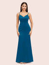 Sexy Mermaid Spaghetti Straps Long Soft Satin Evening Prom Dresses Online