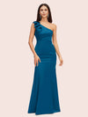Elegant One Shoulder Mermaid Long Soft Satin Bridesmaid Dresses Online