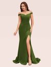 Sexy Off Shoulder Side Slit Stretchy Jersey Long Mermaid Evening Prom Dresses Online