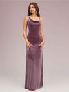 Sexy Cowl Neck Velvet Spaghetti Straps Long Bridesmaid Dresses Online