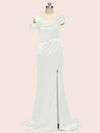 Sexy Side Slit Mermaid Long Soft Satin Women's Evening Prom Dresses With Slit