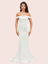 Sexy Off Shoulder Mermaid Long Soft Satin Bridesmaid Dresses 2023