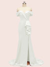 Elegant Off Shoulder Mermaid Long Soft Satin Party Prom Dresses For Women