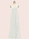 Elegant V-neck Unique Long Soft Satin Formal Prom Dresses 2023 Online