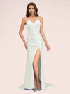 Sexy Mermaid Sweetheart Long Soft Satin Bridesmaid Dresses With Slit For Sale