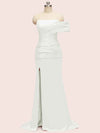 Elegant One Shoulder Long Side Slit Soft Satin Graduation Prom Dresses Online