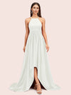 Sexy High Low Halter Satin Bridesmaid Dresses Online