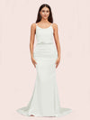 Sexy Backless Mermaid Spaghetti Straps Long Soft Satin Bridesmaid Dresses Online