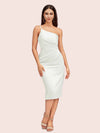 Elegant Sheath One Shoulder Soft Satin Short Bridesmaid Dresses Online