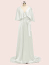 Bat Sleeves Elegant Long Soft Satin Bridesmaid Dresses Online