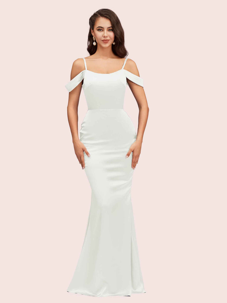 Elegant Cold Shoulder Mermaid Soft Satin Bridesmaid Dresses Online
