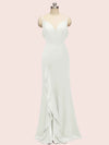 Sexy Mermaid Spaghetti Strap V-neck Long Soft Satin Bridesmaid Dresses Online