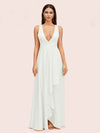 Elegant A-Line V-Neck Long Soft Satin Bridesmaid Dresses Online
