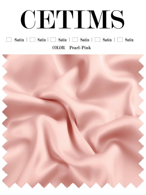 Soft Satin Fabric Swatch Pearl-Pink