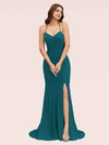 Sexy Halter Criss Cross Back Stretchy Jersey Long Mermaid Bridesmaid Dresses With Slit