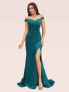 Sexy Off Shoulder Side Slit Stretchy Jersey Long Mermaid Evening Prom Dresses Online