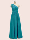 Elegant One Shoulder A-Line Long Soft Satin Formal Prom Dresses Online