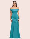 Sexy Off Shoulder Sleeveless Mermaid Long Soft Satin Bridesmaid Dresses